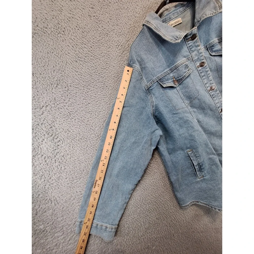 Luvamia Denim Jacket Women 3XL Blue Chest Pockets Classic Button Front - Picture 4 of 9